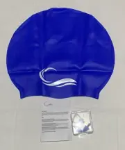 Long Hair Dreadlock Swim Cap – Silicone Swimming XL Cap - Waterproof Blue Extra