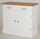 Small Timber Buffet White Caramel Top W100 2 Doors 2 Drawers, Sideboard