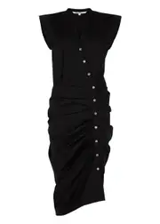 Veronica Beard Ruched Stretch-cotton Shirt Dress - Black - 14 14