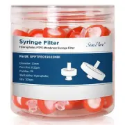 Simpure 300Pcs HPLC PTFE Syringe Filters 0.22μm 13mm Prefiler Hydrophobic Thread