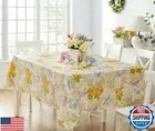 Newbridge Spring Claudette Yellow Pastel Floral Vinyl Flannel Backed Tableclo