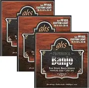 GHS Strings BANJO - Stainless Steel String Set- 5-String - PF155 - Light, 3 Sets of PF155