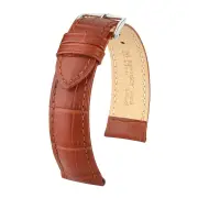 Hirsch Duke Golden Brown Alligator Embossed Leather Watch Band, 22mm / Large