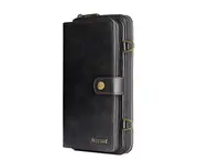 C01 Black Crossbody Zipper Smartphone Leather Case Detachable Multilayer Card Wallet Phone Cover Holder Type for IPhone 12ProMax
