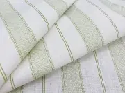 Palmette Timeless Versatile Printed Linen Fabric- Sullivan Stripe / Lettuce 4 yd