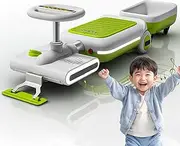 Electric Cleaning Go Kart, Portable Kids Vacuum Cleaner Toy Kart with Music Mode, Cool Lights,Trailer, Indoor & Outdoor Wiggle Car, Ride on Mop Floor Wiggle Car Vehicle for Ages 3-12