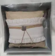 Hortense B. Hewitt Co. Wedding Ring Bearer Pillow w/ Heart Tan Burlap & Ivory