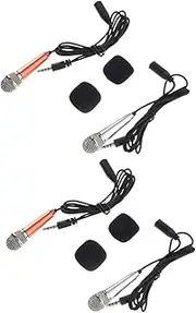 ERINGOGO 4Pcs Mini Microphones for Smartphones and Laptops Wired Recording Mic for Home Karaoke Durable and Portable Design Compatible with Various Apps Stylish Colors