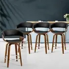 NEW MyBar Swivel PU Bar Stool Wood/Black Set 4pc