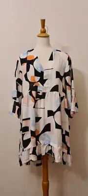 TAKING SHAPE Geometric Printed Dress, High-Low, Size Plus 12 NEW RRP $129.95