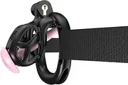 Cobra Chastity Device Adjustable Belt Cock Cage, Yithuet 3D Printed Sissy Penis Lock with 4 Sizes Rings SM Products for Men Bondage Sex Toys (Black, XS)