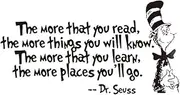 ANBER Wall Decal Quote The More That You Read, The More Things You Will Know by Dr. Seuss Saying Vinyl Wall Art Sticker for Nursery Kids Bedroom Living Room