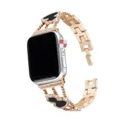 Stainless Steel Metal Watch Chain for Apple 1/2/3/4/5/6se Generation Watch 42/44/45MM Fashion Strap - Black