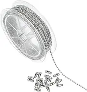 uxcell 16.4 Feet Stainless Steel Ball Chain, Dog Tag Chain Bulk Beaded Necklace Chains with 20 Pcs Connectors for Jewelry Making DIY Crafts Hanging Decoration, Silver
