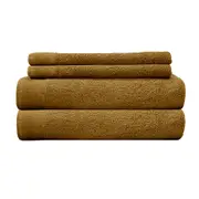4 Piece Bambury Elvire Luxurious and Soft Bath Towel & Hand Towel Pack Tobacco