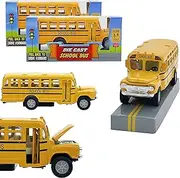 Die-Cast Pull Back School Bus, Toy Play Vehicles Car for Kids, Party Favor (4.75"-School Bus, 2-Pack)