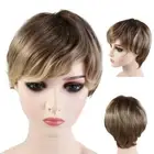 Fashion Short Straight Wig Layered Synthetic Wig Party Men Brown Wig Male