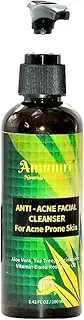 [Ammuri] Anti-Acne & Anti-Ageing Facial Cleanser & Pore Minimiser. Helps Reduce Inflammation & Fight Acne. Organic Aloe Vera, Tea Tree, Niacinamide, Vitamin E, Rosemary Oil & Jojoba Oil