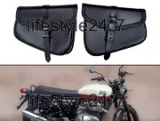 For Royal Enfield Leather Black Pannier Bags Pair D1 For GT & Interceptor 650cc