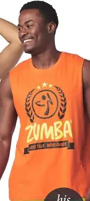 Zumba Less Talk More Dance Muscle Tank - Unisex - Orange XS/S & XL/XXL