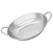 Stainless Steel Pot Flat Bottom Silver Wok Pan Griddle Kitchen Stuff