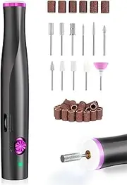Cordless Nail Drill, Portable Electric Nail File with LED Light for Acrylic Gel Nails, Rechargable 22000RPM Nail Efile Drill Machine Kit with 6 Nail Drill Bits for Home Manicure Pedicure, Gray