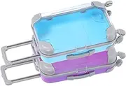 [BESTYASH] 2pcs Mini Eyelash Travel Case with Retractable Handle Luggage Empty Lash Container Trolley Suitcase Candy Box for False Lashes Organization