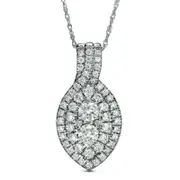 0.75 CT. T.W. Natural Diamond Double Marquise Frame Pendant in 10K White Gold