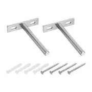 2Pcs 4 Inch Wall Mounting Floating Shelf Bracket Blind Shelf Support, Silver