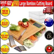 Large Bamboo Cutting Board & 4 Containers with Mobile Holder gift included New