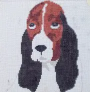 Basset Hound Hand Painted Needlepoint Canvas