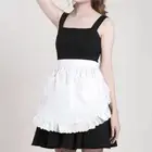 Dual Pockets Maid Apron with Ruffled Kitchen Apron Home Use Cafes Apron Hotel