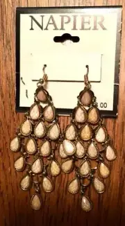 Multi Tear Drop Stone Chandelier NAPIER Pierced Earrings NWT #10-16