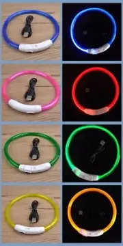 TUBE RECHARGEABLE HEAD COLLAR glow light-UP LED Dog Pet Safety W/MICRO USB CABLE