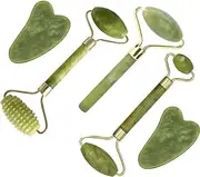 Jade Roller Gua Sha Set,Jade Roller Facial Roller,Face Roller Massager, Face Massager Roller, Skin Care Tools (5 in 1)