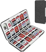 OLDZHU Storage Box for Games Compatible with Nintendo Switch & Switch OLED Game Card, Game Case for Nintendo Switch with 24 Playing Card Slots and 24 Micro SD Card Slots, Hard Shell Soft Rubber