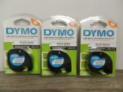 3 Dymo LetraTag 91331 Label Maker Tape, 1/2"W, Black On White C4K