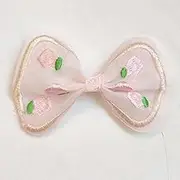NingPower 20 Pcs Embroidered Mesh Bows with Peach Pattern, 7cm Pink Bowknot for Crafts, Sewing, Wedding, Birthday, Party, Clothing Accessories