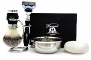 Classic Synthetic Hair Brush, 5 Edge Compatible Razor, Stand & Soap Shaving Set