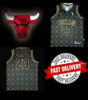 CHICAGO BULLS NBA BLACK AND GOLD MICHAEL JORDAN 23 JERSEY SIZE LARGE