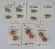 BASEBALL & PIG Clothing Buttons -Boutique La Mode Crafts Novelty Sports Farm NOS