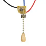 3 Way Fan Light Switch with Brass Pull Chain Wood Knob (Pack of 3 sets)