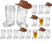 Hysgscwd 16Pcs Mini Cowboy Boot Shot Glasses, 1 Oz Clear Cowboy Glasses, Reusable Boot Cups for Cowgirl Theme Parties Decorations, Bachelorette Party Supplies