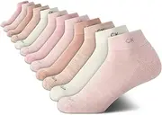 [Calvin Klein] Women's Quarter Socks - 12 Pack Active Performance Support Ankle Socks - Athletic Socks for Women (Sizes: 4-10)