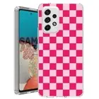 For Samsung Galaxy A23 5g A52 A53 TPU Case Cover+Glass(Checker Pink)