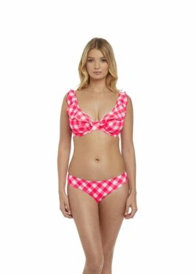 FREYA TOTALLY CHECK TROPICAL UNDERWIRE HIGH APEX BIKINI TOP & BRIEF SET 30F / 8F