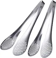 MSY BIGSUNNY 11Inch Kitchen Cooking Food Tongs Stainless Steel Buffet Tongs (silver, 2 pack)