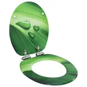 WC Toilet Seat with Soft Close Lid MDF Green Water Drop Design vidaXL
