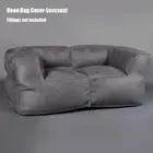 Modern Grey Bean Couch Loveseat Luxury Suede Beanbag Cover 2 Seater AU