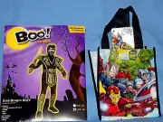 GOLD DRAGON NINJA costume-kids-L-12-14-Tabard-Mask-SUPERHERO-trick or treat bag
